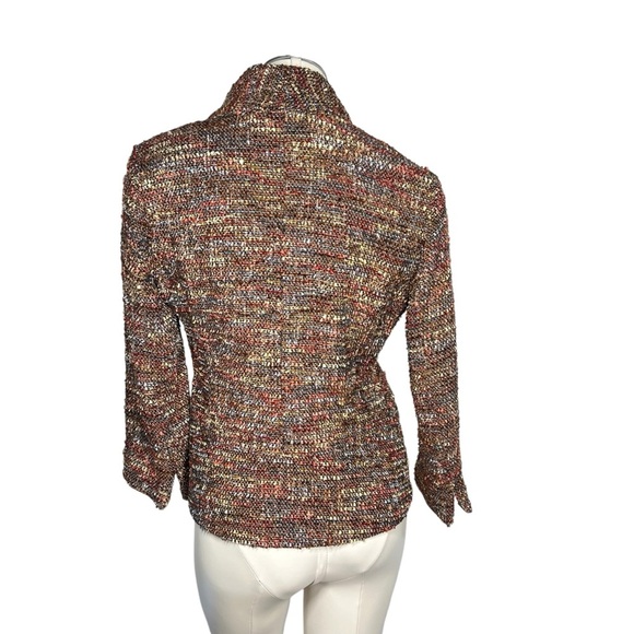 VINTAGE ETCETERA Brown Orange Speckled Tweed Blazer Jacket Women's Size 4 - Picture 2 of 16